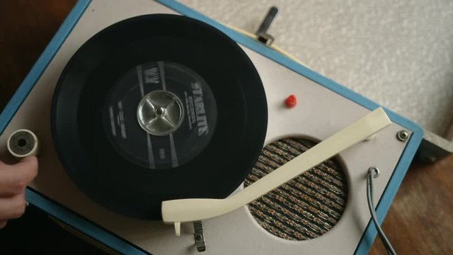 vintage record player and vintage record