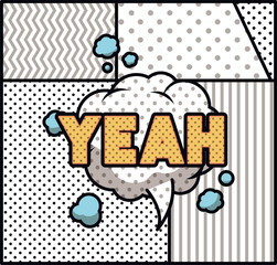 expression bubble with yeah pop art style