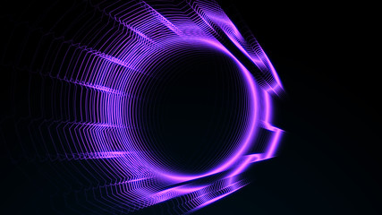 Fototapeta na wymiar Abstract 3D big data visualization. Abstract futuristic 3D speed tunnel warp. Complexity and data flood of modern digital age. 3D rendering.