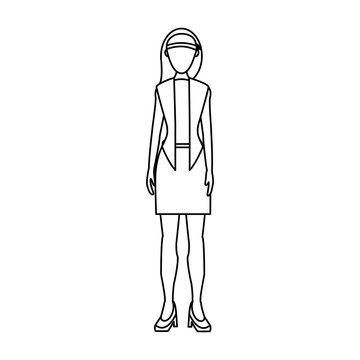 Young woman cartoon in black and white