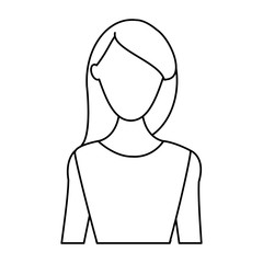 Young woman cartoon in black and white