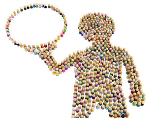 Cartoon Crowd Figure, Bubble Hold