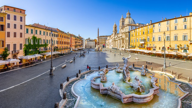 Aerial view of Navona Square, Piazza Navona, in Rome, Italy.