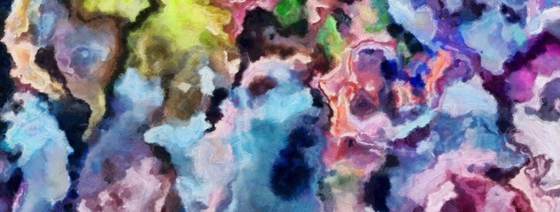 Naklejka premium Detailed close-up grunge clouds abstract background. Dry brush strokes hand drawn oil painting on canvas texture. Creative simple pattern for graphic work, web design or wallpaper.