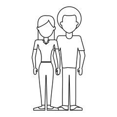 Young couple avatar in black and white