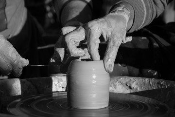 pottery, black and white