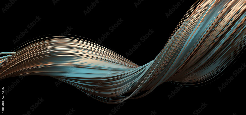 Poster abstract 3d rendering of twisted lines. modern background design, illustration of a futuristic shape