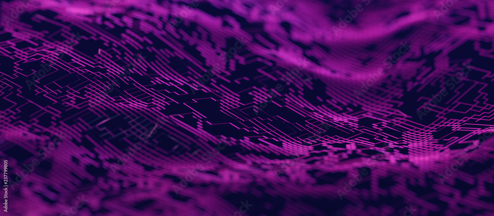 Poster abstract 3d rendering of technological surface. modern background design