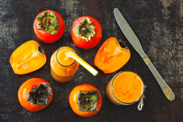 Persimmon smoothie. Healthy wholesome food.
