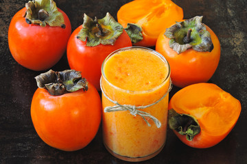 Detox Persimmon smoothie. Healthy wholesome food.
