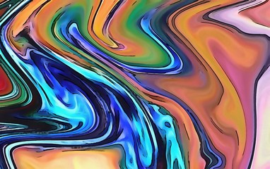 Abstract marble acrylic background. Watercolor swirl texture. Psychedelic vortex crazy art. Unusual waves design pattern. Warm and very bright colors.