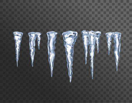 Icicles isolated on transparent background