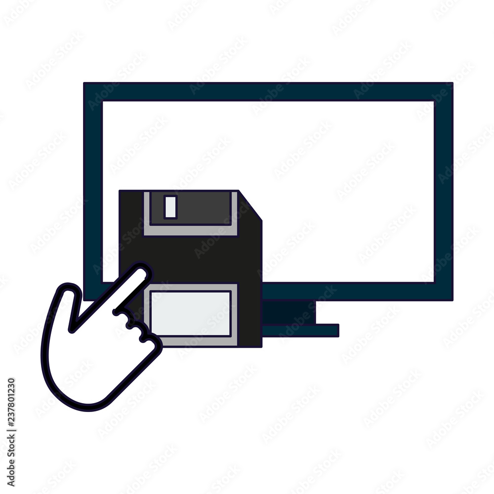 Poster computer with diskette and cursor