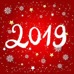 Hand drawn signs lettering 2019 for Happy New Year greetings cards,banners.Vector illustration