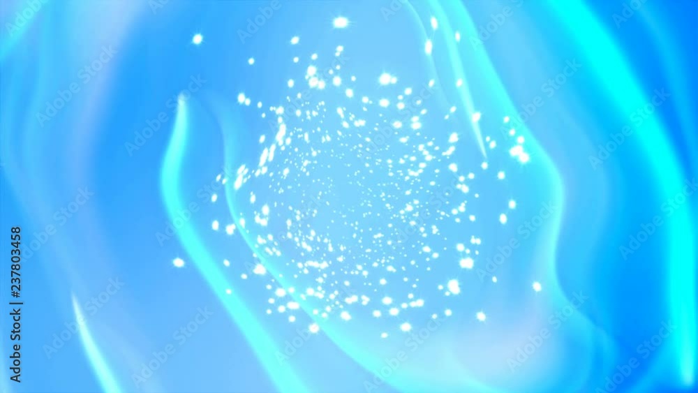 Poster beautiful blue swirl abstraction with particles and waves, 3d rendering background