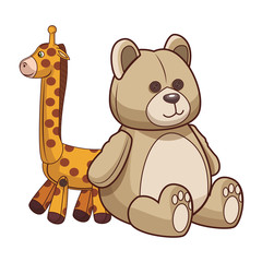 Teddy bear and giraffe cartoon
