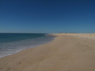 Fototapeta na wymiar Langer Sandstrand am Meer