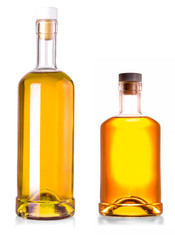 Two Full whiskey bottles isolated on white background