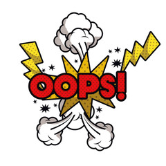 oops comic words in speech bubble isolated icon