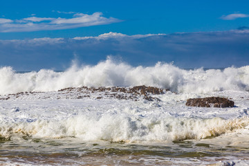 Waves of surf stormy Atlantic near Safi