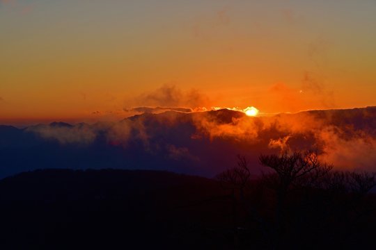 大台ケ原山日出ヶ岳からの夕焼け情景