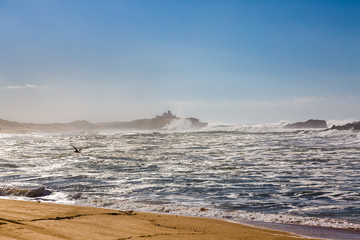 Waves of surf stormy Atlantic near Safi