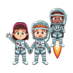Happy astronaut kids