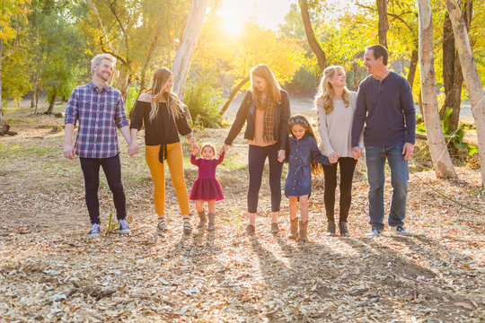 Multigenerational Mixed Race Family Portrait Outdoors