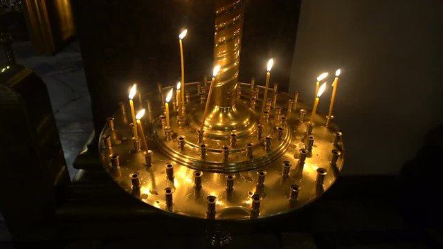 candles at the icon in the Kazan Cathedral.