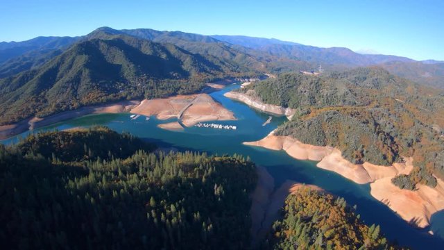 Shasta Lake Aerial Flight Over Salt Creek Inlet Low Water Levels November 2018