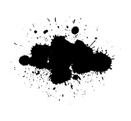 Vector black paint texture, ink brush stroke. Graphic artistic design element, box, frame or background for text.