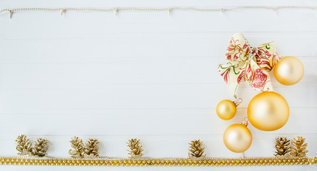 Merry Christmas and Happy New Year decorations on a white background