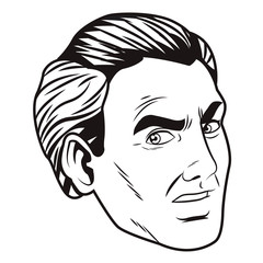 pop art businessman cartoon in black and white