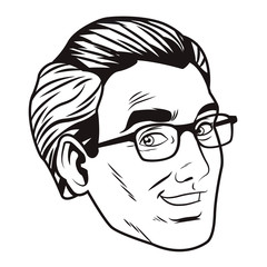 pop art businessman cartoon in black and white