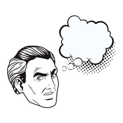 pop art businessman cartoon in black and white