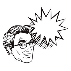 pop art businessman cartoon in black and white