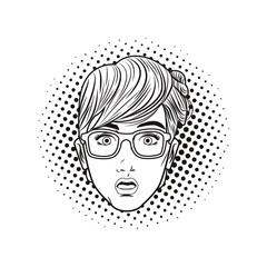 Pop art woman cartoon face