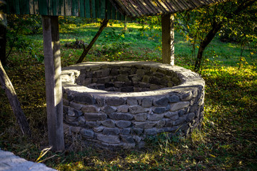 Abandoned well in the forest. Waiting for a terrible girl with a long hair.