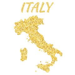 Map of Italy in golden