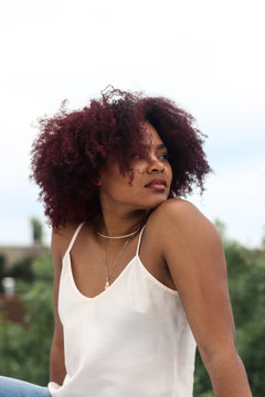 Black woman looking away 