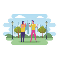 Naklejka premium Couple at park