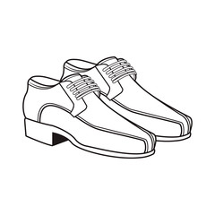 man elegant shoes cartoon black and white