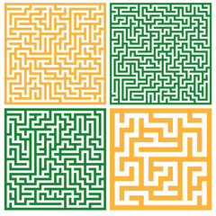 Set of colorful mazes/ Good for logo or icon, Vector background illustration.