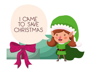 elf woman with gift box avatar character