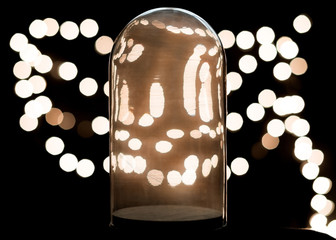 Empty christmas globe with bokeh lights