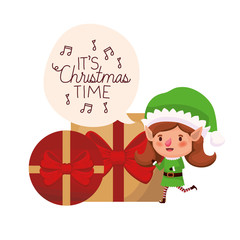 elf woman with gifts boxs avatar character