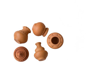 Vase made of clay isolated on white background