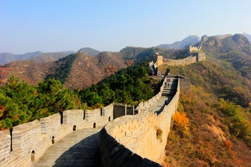 Meubelstickers Chinese Muur Landschap van de Chinese Muur in Jinshanling, China