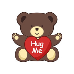 teddy with red heart hug me