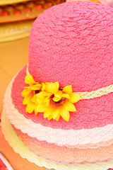 red lady hat